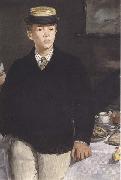 Edouard Manet Le dejeuner dans l'atelier (detail) (mk40) oil on canvas